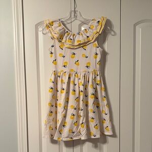 Janie and Jack White Lemon Print Ruffle Dress